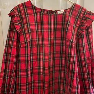 J crew red plaid blouse.